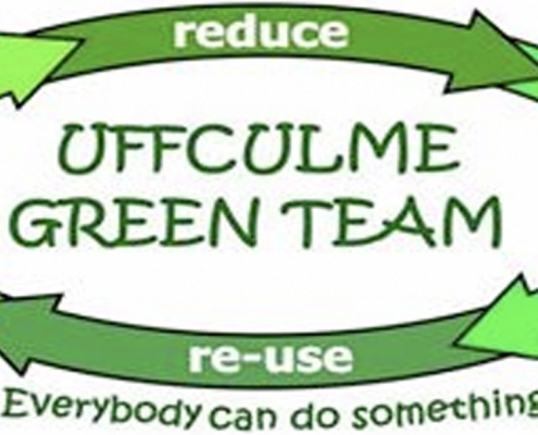 Uffculme Green Team logo. Reduce, reuse, everybody can do something.